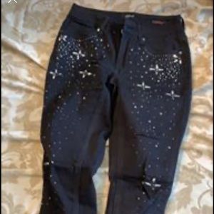 Black embellished jeans